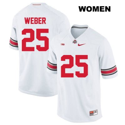 Women's NCAA Ohio State Buckeyes Mike Weber #25 College Stitched Authentic Nike White Football Jersey HD20E21ME